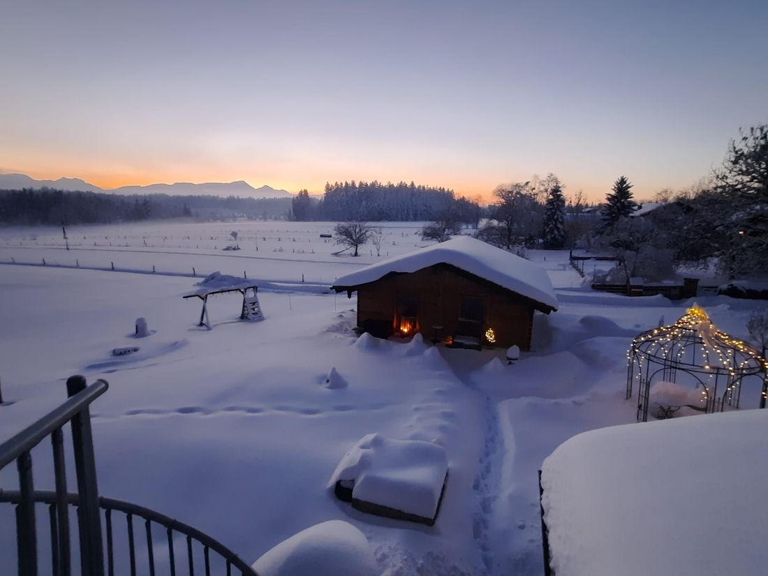 Winterstimmung vom Balkon der Ferienwohnung