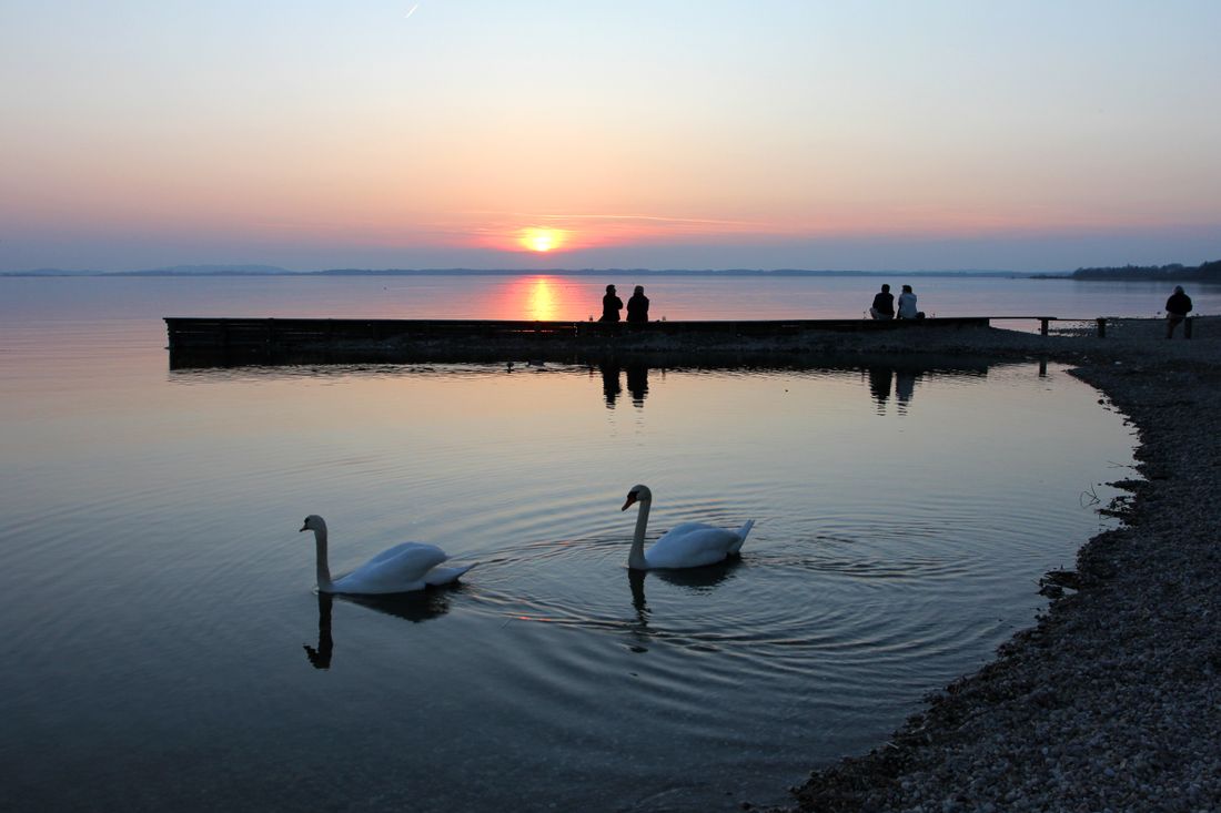 Sonnenuntergang im Strandbad Chieming